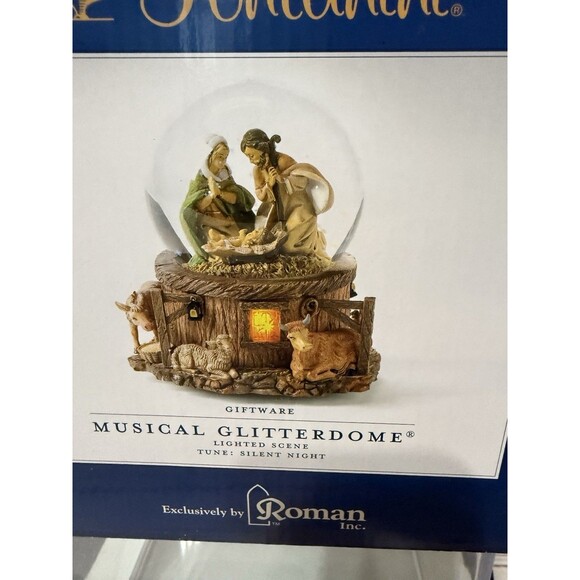 Fontanini Giftware Musical Glitterdome Plays Silent Night Christmas Nativity - Picture 8 of 13